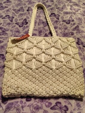Merona Cream Crochet Tote Bag